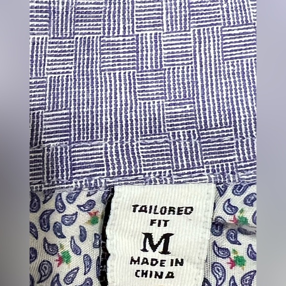 Robert Graham Linen Blend Short Sleeve Button Down Mens Size M Blue Tailor Fit - Picture 8 of 11